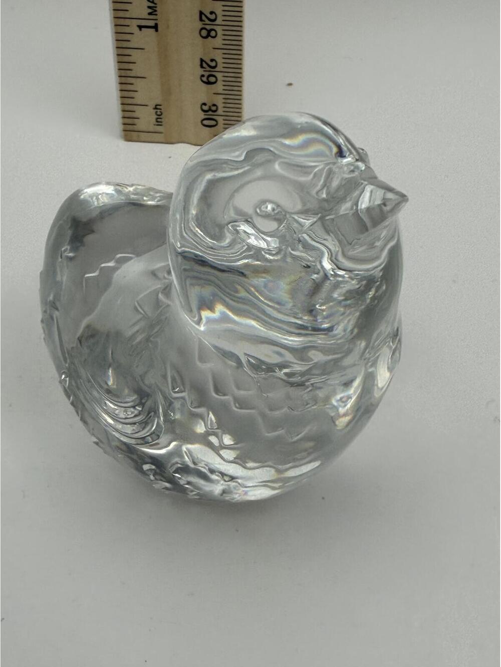 Baccarat Signed Crystal Bird Figurine Paperweight Clear Glass Chick Sculpture